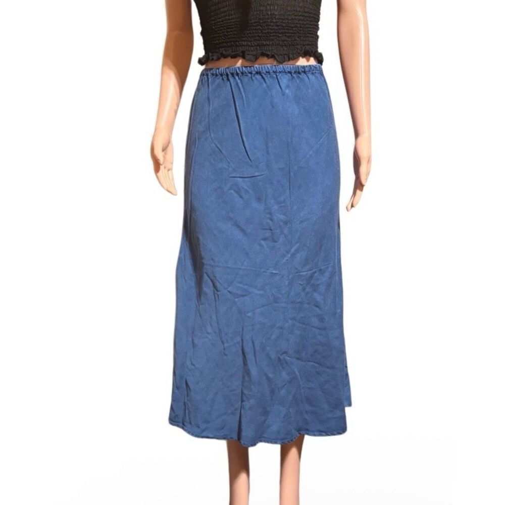 Pulp blue  pull-up tencel Elastic waist maxi skirt M